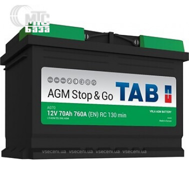 Аккумулятор TAB AGM Stop & Go [213070] 6СТ-70 Ач R EN760 А 278x175x190мм